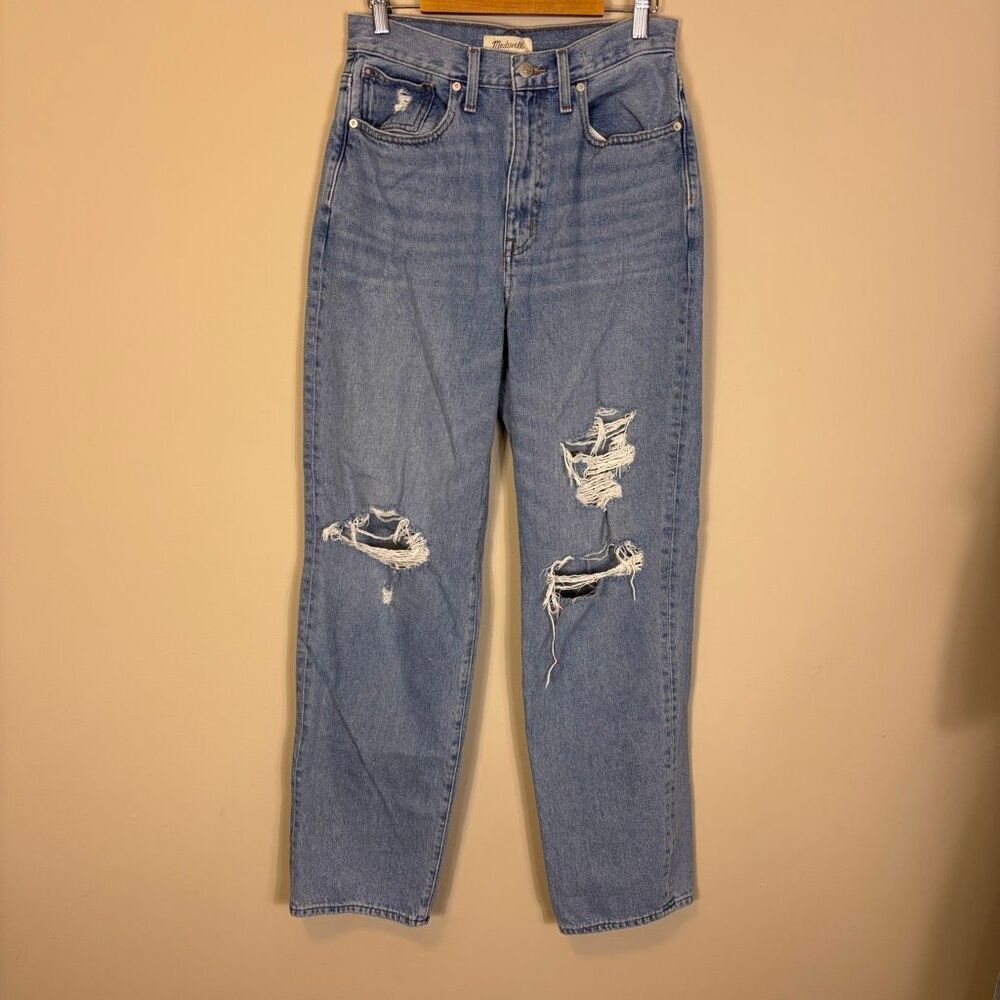 Madewell Hi Rise Distressed Baggy Straight Leg Jeans 27